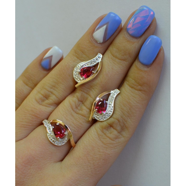 Гарнитур из серебра с золотыми накладками (078)