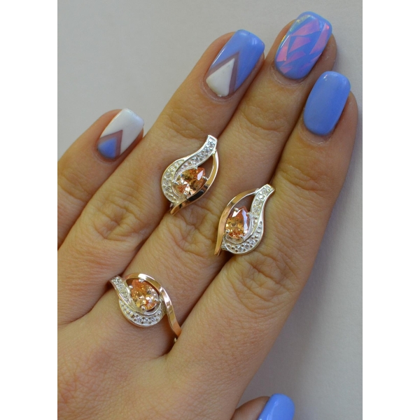 Гарнитур из серебра с золотыми накладками (078)