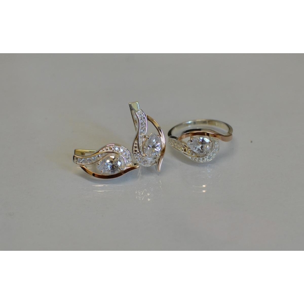 Гарнитур из серебра с золотыми накладками (078)