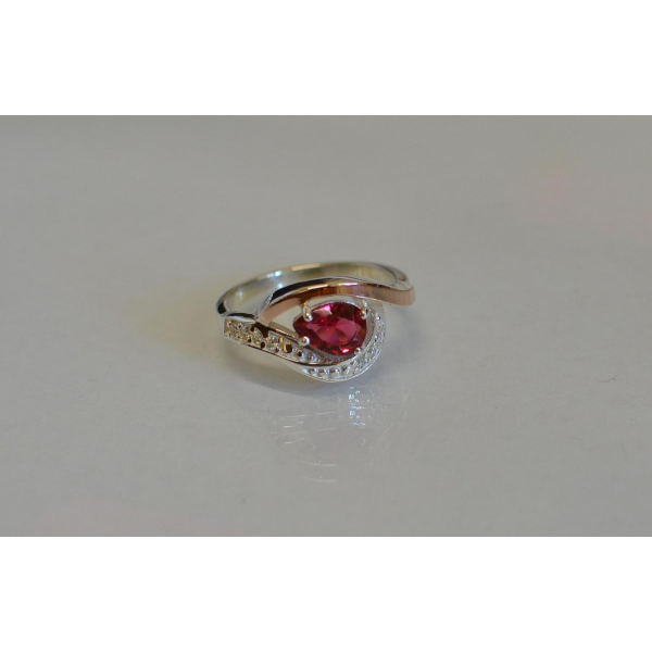 Серебряное кольцо с элементами золота (078к)