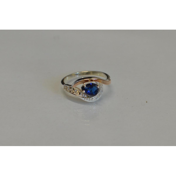 Серебряное кольцо с элементами золота (078к)