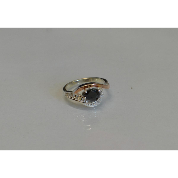 Серебряное кольцо с элементами золота (078к)