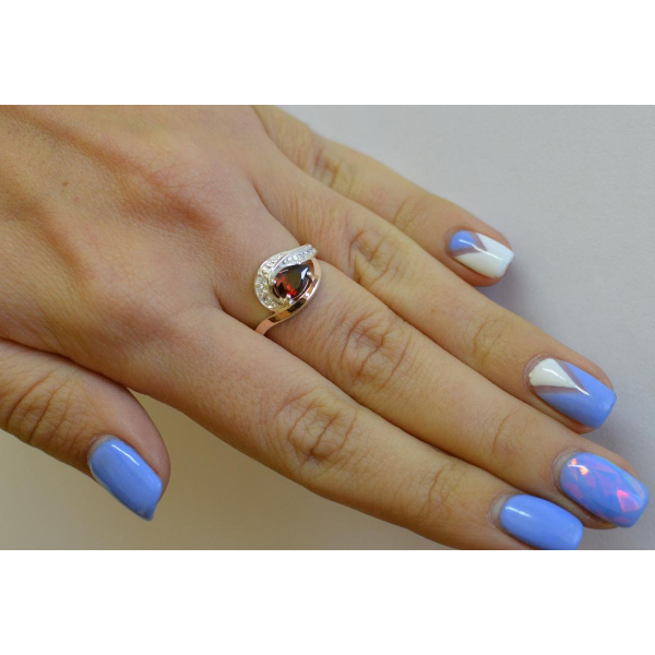 Серебряное кольцо с элементами золота (078к)