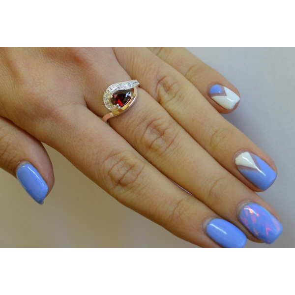 Серебряное кольцо с элементами золота (078к)