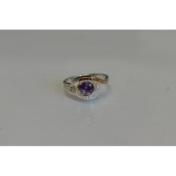 Серебряное кольцо с элементами золота (078к)