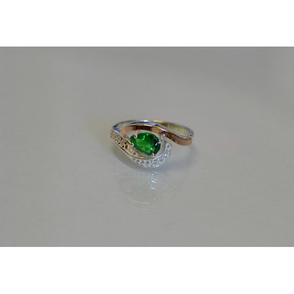 Серебряное кольцо с элементами золота (078к)