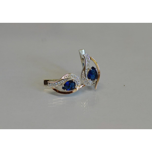 Серебряные серьги с элементами золота (078с)