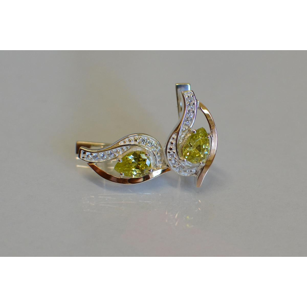 Серебряные серьги с элементами золота (078с)