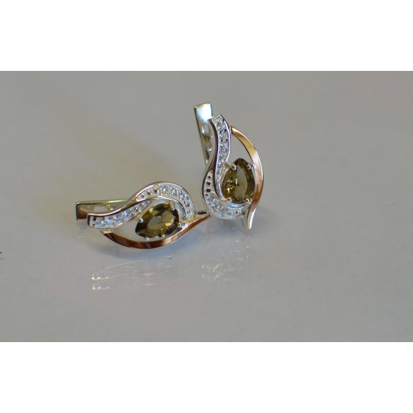 Серебряные серьги с элементами золота (078с)