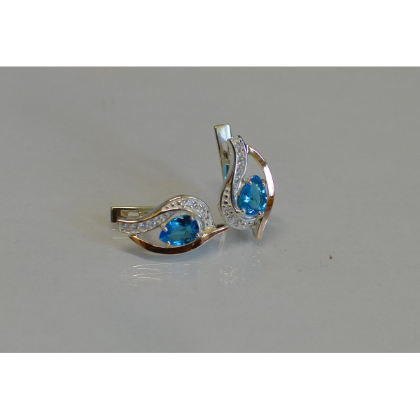 Серебряные серьги с элементами золота (078с)