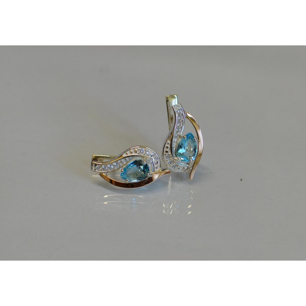 Серебряные серьги с элементами золота (078с)