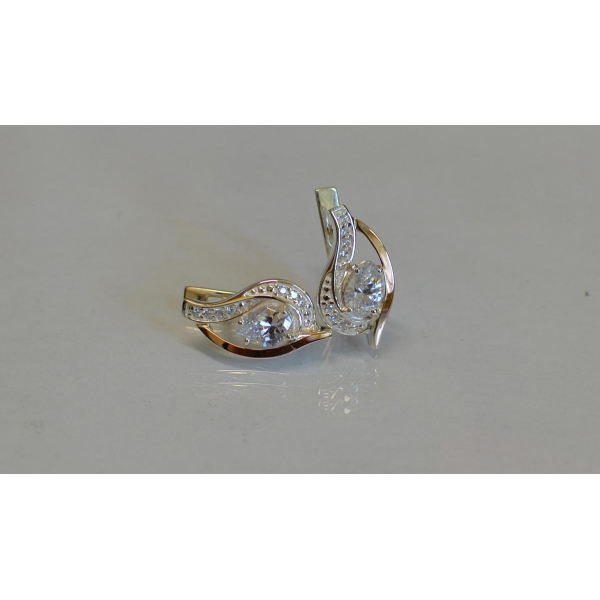 Серебряные серьги с элементами золота (078с)