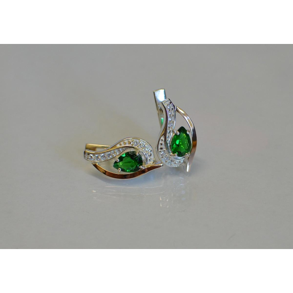 Серебряные серьги с элементами золота (078с)