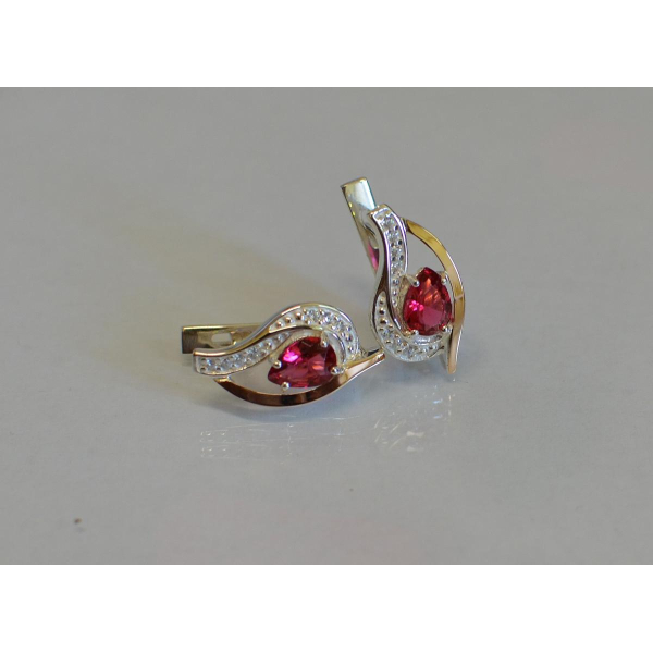 Серебряные серьги с элементами золота (078с)