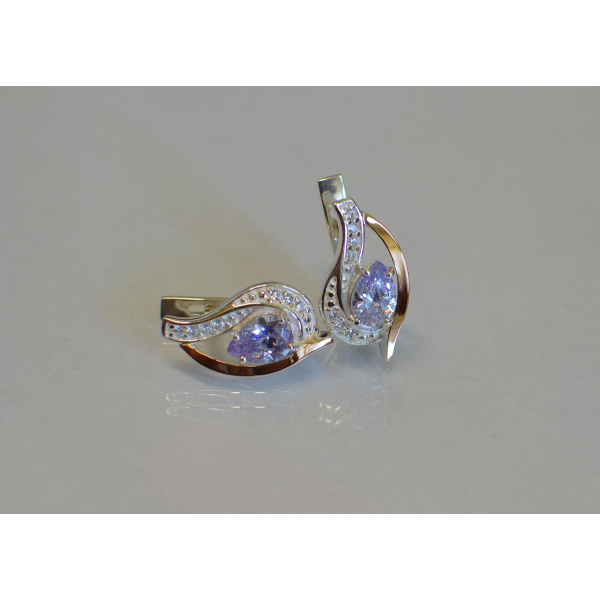 Серебряные серьги с элементами золота (078с)