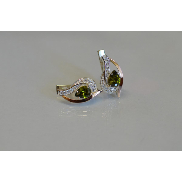 Серебряные серьги с элементами золота (078с)