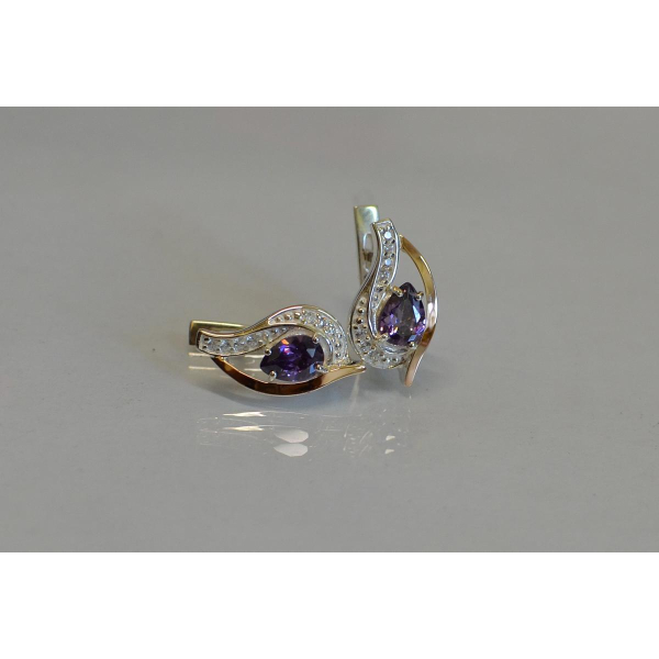 Серебряные серьги с элементами золота (078с)