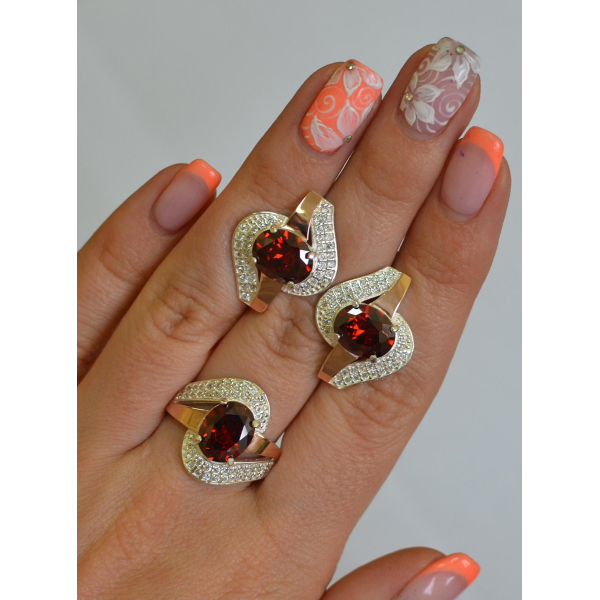 Набір срібний з золотими накладками (079)