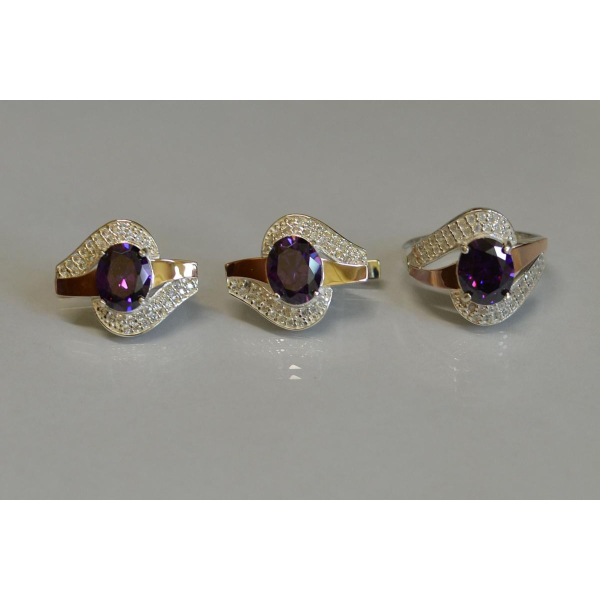 Набір срібний з золотими накладками (079)