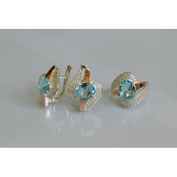 Набір срібний з золотими накладками (079)