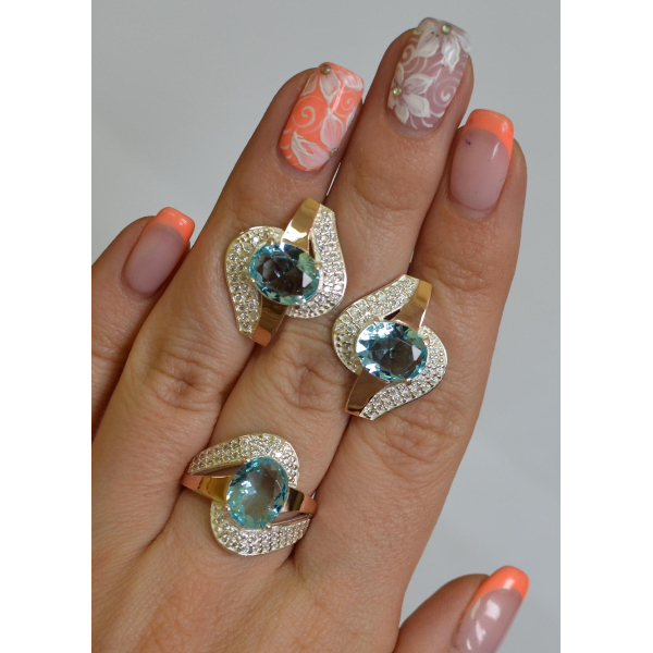 Набір срібний з золотими накладками (079)