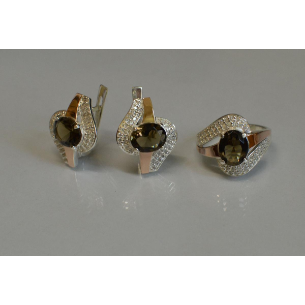 Набір срібний з золотими накладками (079)