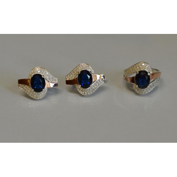 Набір срібний з золотими накладками (079)