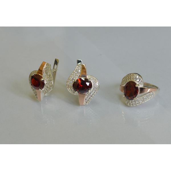 Набір срібний з золотими накладками (079)