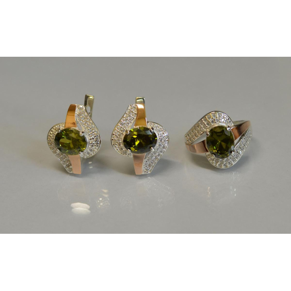 Набір срібний з золотими накладками (079)