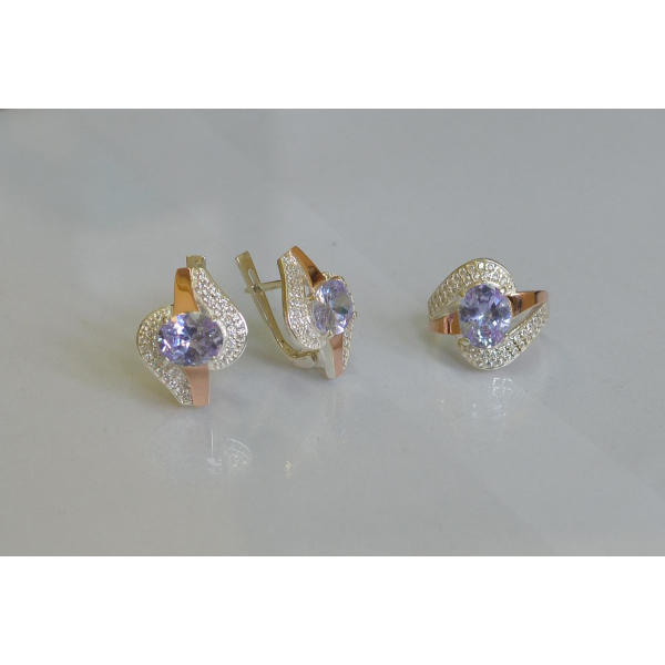 Набір срібний з золотими накладками (079)