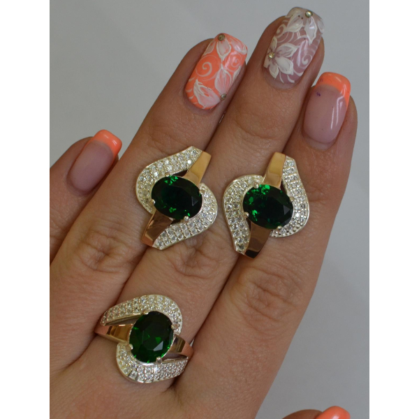 Набір срібний з золотими накладками (079)