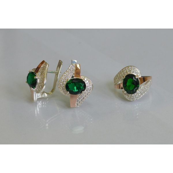 Набір срібний з золотими накладками (079)