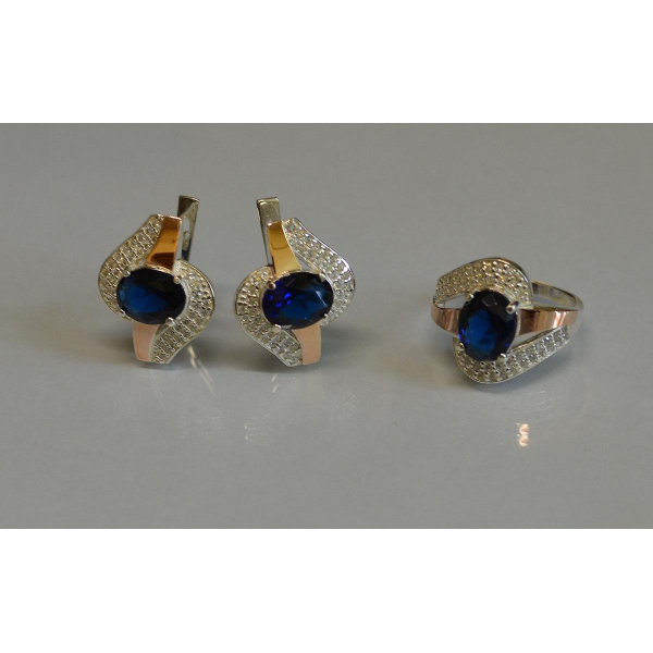 Набір срібний з золотими накладками (079)