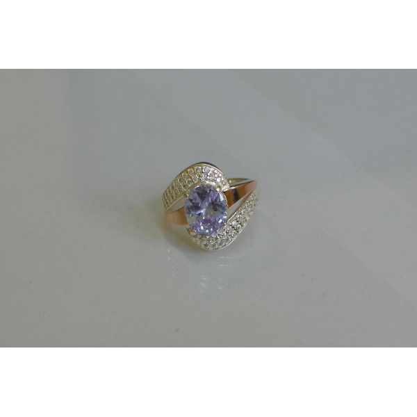 Кольцо серебряное с золотыми накладками (079к)