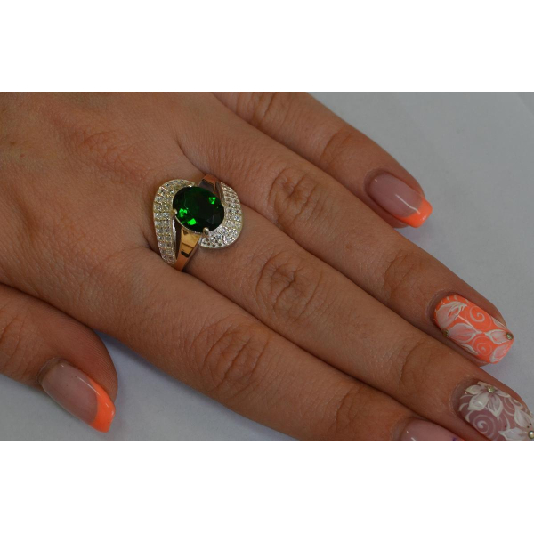 Кольцо серебряное с золотыми накладками (079к)