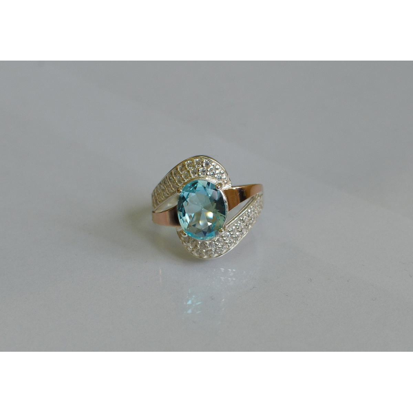 Кольцо серебряное с золотыми накладками (079к)