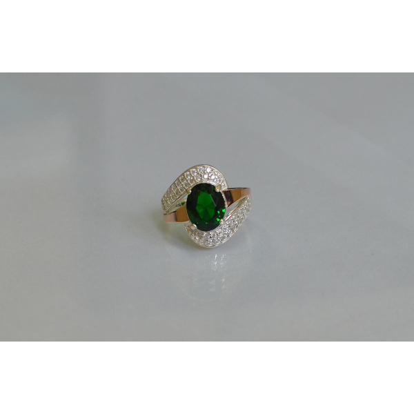 Кольцо серебряное с золотыми накладками (079к)