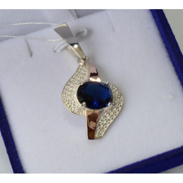 Серебряная подвеска с золотими вставками (079п)