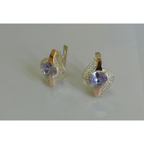 Серьги серебряные с золотыми накладками (079с)