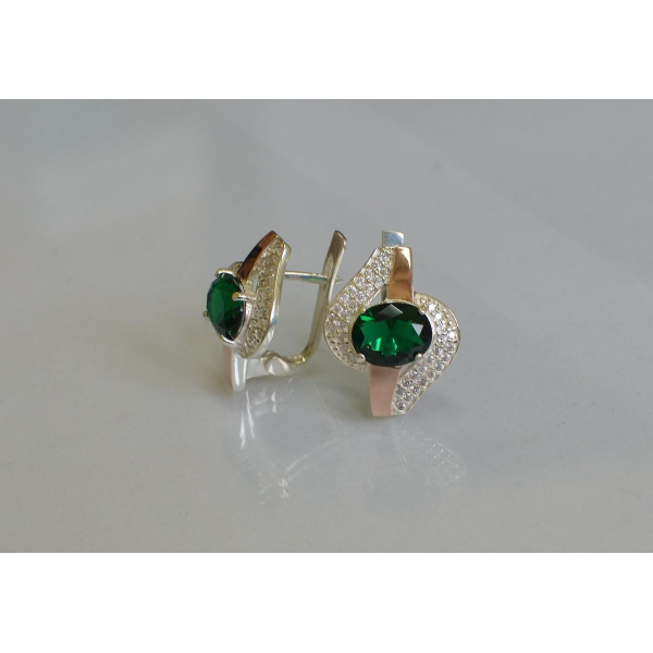 Серьги серебряные с золотыми накладками (079с)