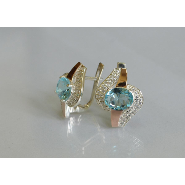 Серьги серебряные с золотыми накладками (079с)