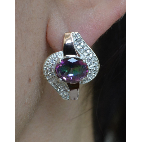 Серьги серебряные с золотыми накладками (079с)