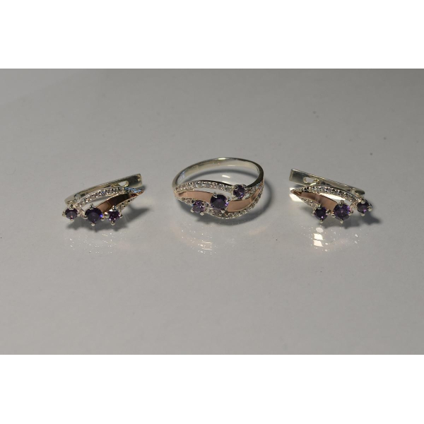 Гарнітур із срібла з золотом (080)