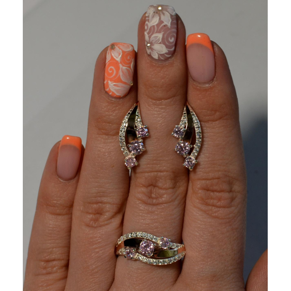 Гарнітур із срібла з золотом (080)