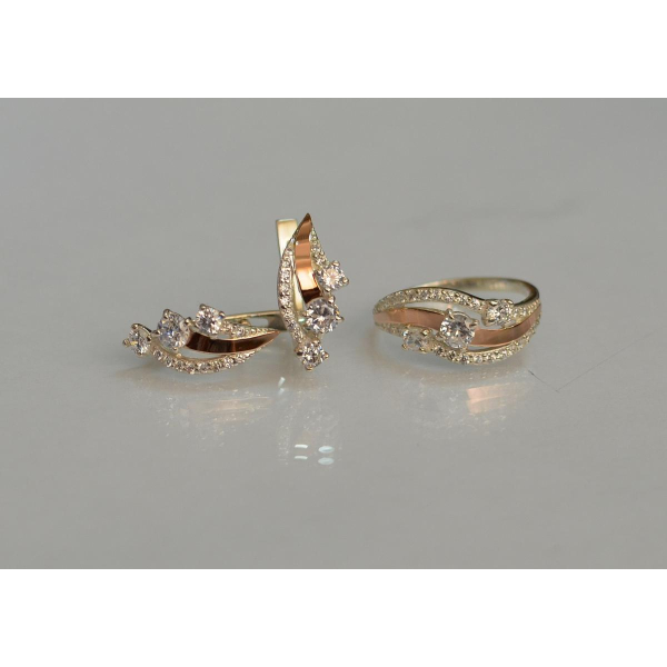 Гарнітур із срібла з золотом (080)