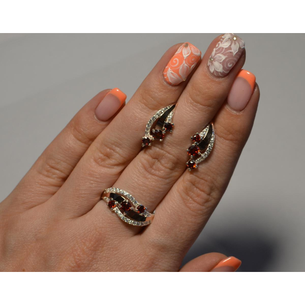 Гарнітур із срібла з золотом (080)