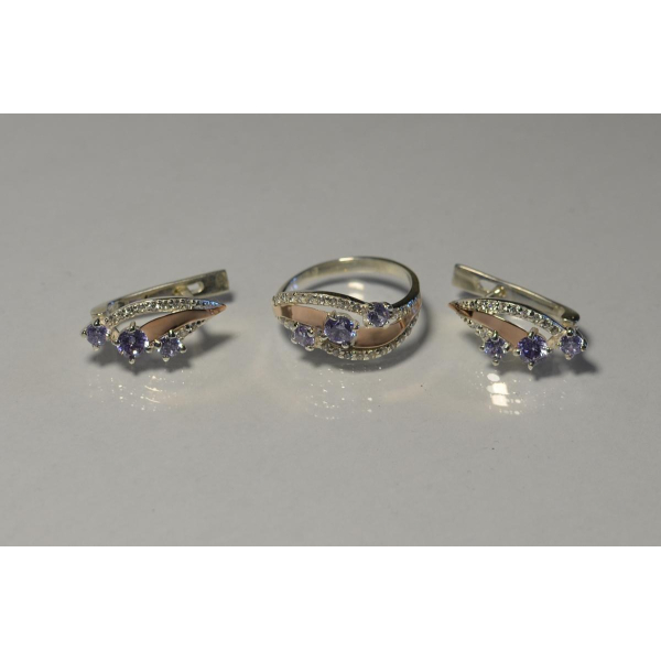 Гарнітур із срібла з золотом (080)