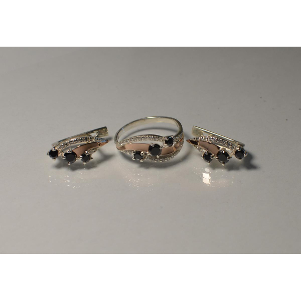 Гарнітур із срібла з золотом (080)