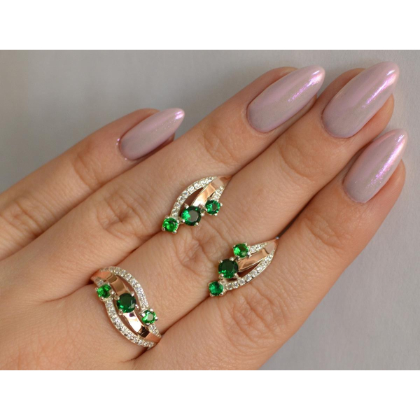 Гарнітур із срібла з золотом (080)