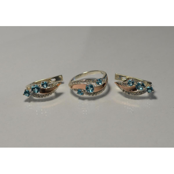 Гарнітур із срібла з золотом (080)